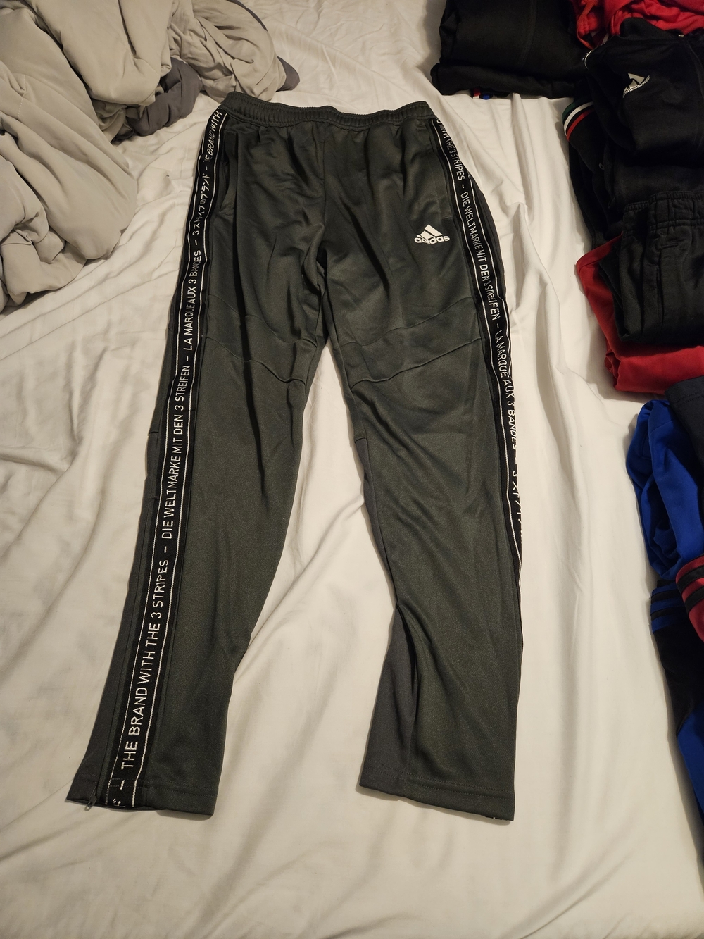 adidas Men's Dark Gray Joggers with Branded Side Tape
